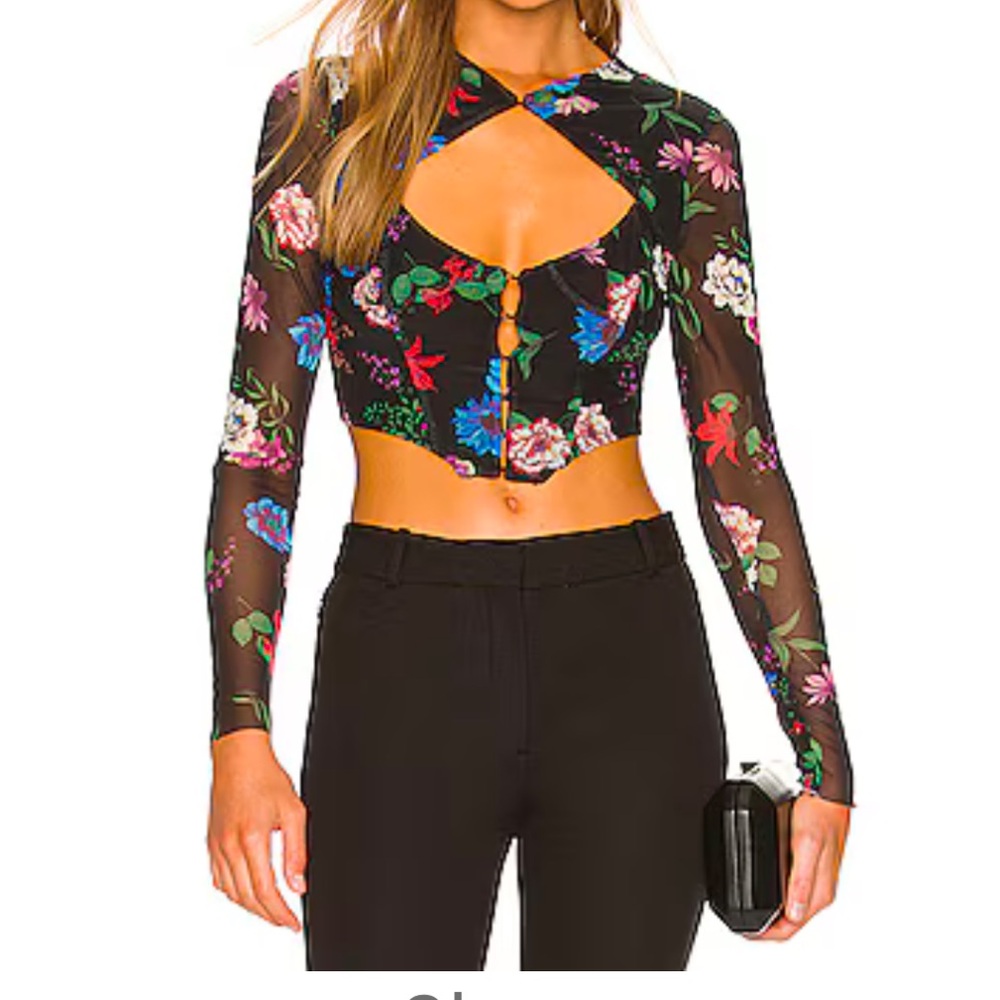 AFRM Macie Floral Cut-Out Top